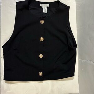 H&M black vest with gold buttons